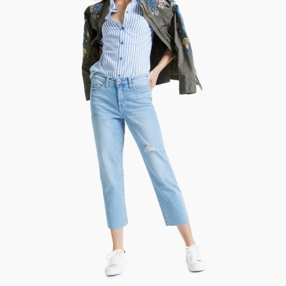 Style & Co Straight-Leg Cropped High Rise Raw-Hem Jeans - Picture 1 of 1